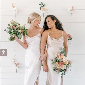 Revelry Skye Satin Dress, Soft Champagne 702, Size 10, Length Tall Maxi